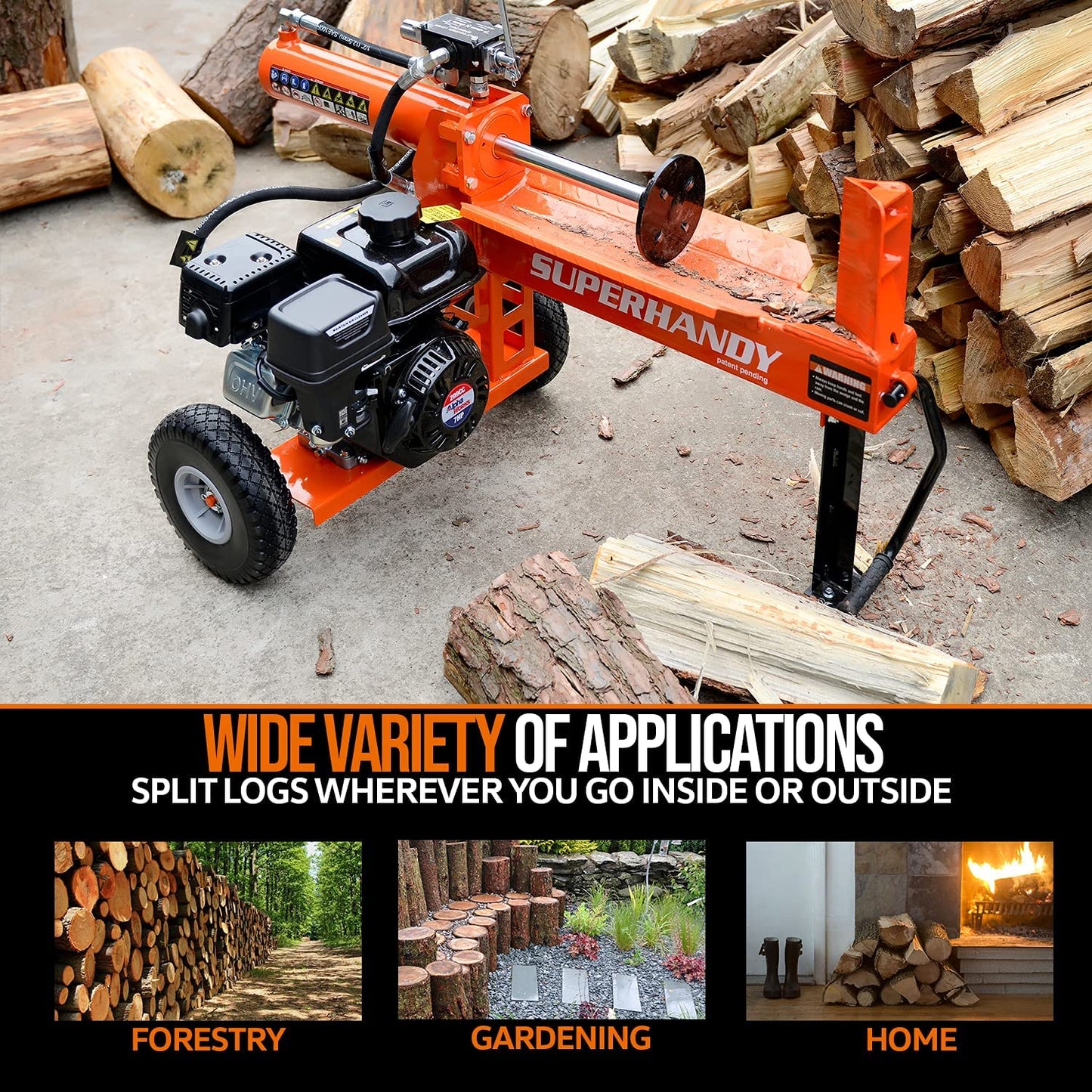 Super Handy GCAO023 Log Splitter 20-Ton Horizontal Portable Gas 7HP Engine New Canada Only