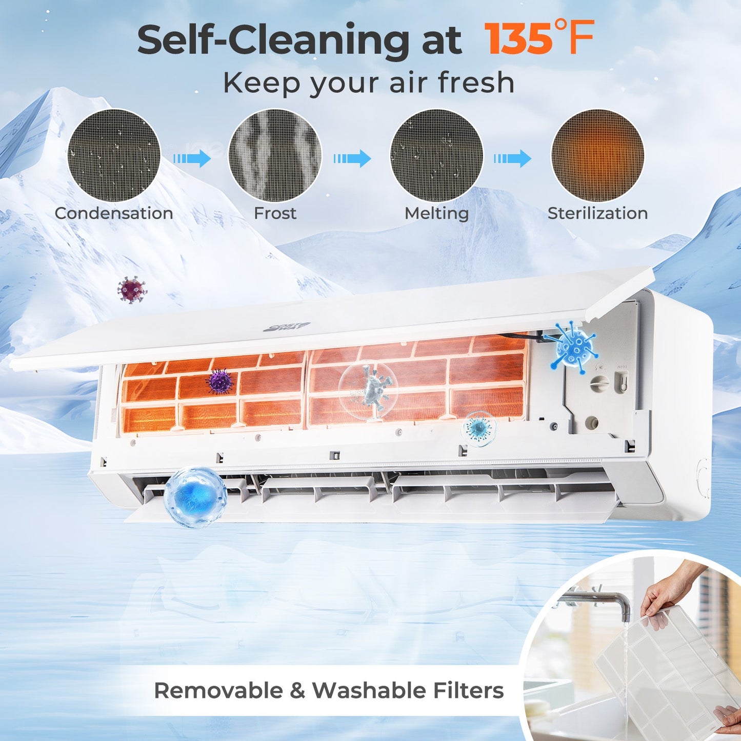 Costway 24000 BTU 25 SEER2 WiFi Mini Split Heat Pump 208-230V 50406199 New
