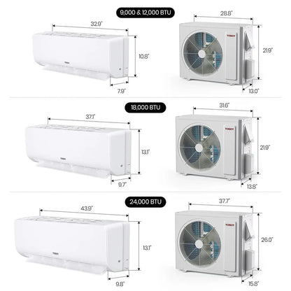 Tosot Mini-Split Air Conditioner with Heat Pump WiFi 9,000 BTU 450 Sq. Ft Cosmo Series New