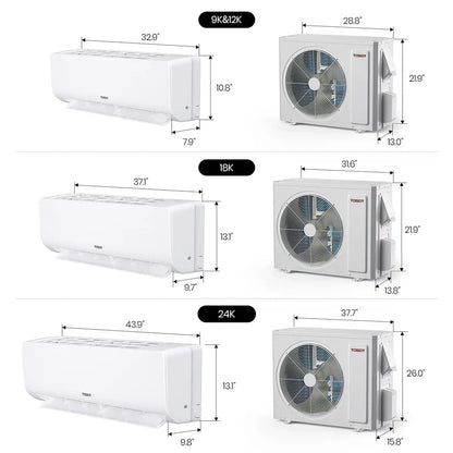 Tosot Mini-Split Air Conditioner with Heat Pump WiFi 12,000 BTU 750 Sq. Ft Cosmo Series New