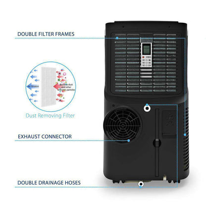 JHS A018-14KR/C 14000 BTU 3-in-1 with 3 Fan Speeds Digital LED Display 320 Sq. Ft. Portable Air Conditioner with Dehumidifier and Remote White New