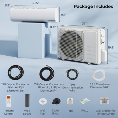 Costway EchoCool 11500 BTU 115V Mini Split Air Conditioner Heat Pump WiFi 132874569 New
