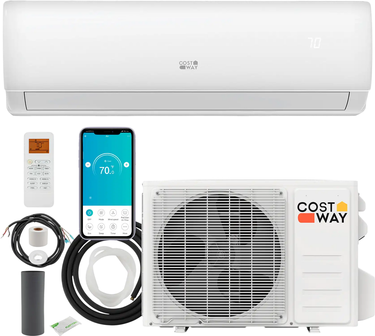 Costway EchoCool 11500 BTU 208/230V Mini Split Air Conditioner Heat Pump 284965173 New