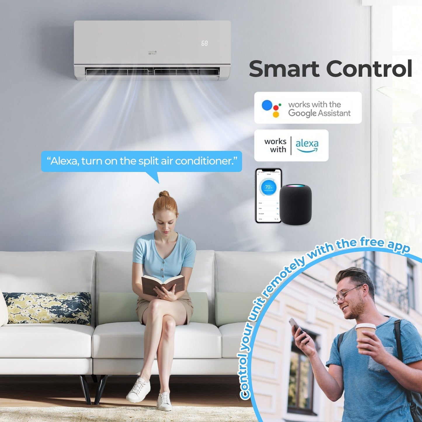 Costway 12000 BTU 24 SEER2 115V Mini Split Heat Pump AC ENERGY STAR 743895621 New