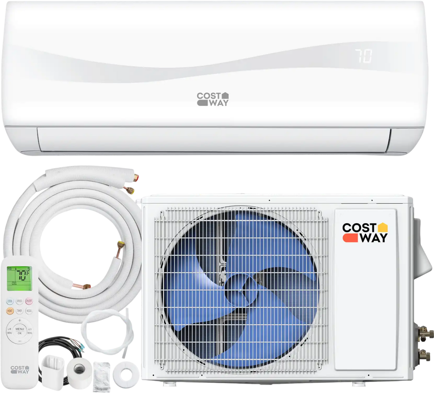 Costway 12,000 BTU 17 SEER2 208-230V Mini Split Air Conditioner Heat Pump Blast Series 33419398 New