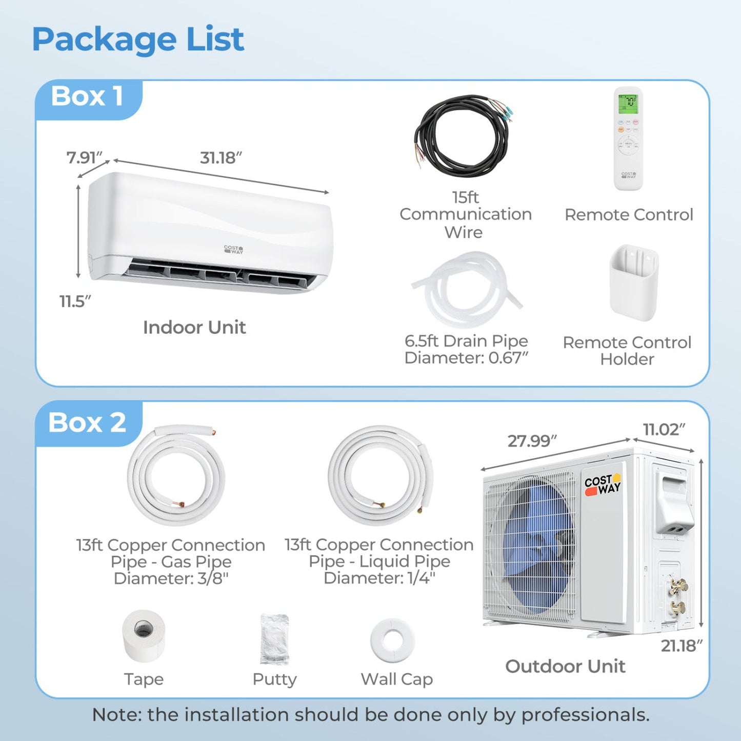 Costway 12000 BTU 20 SEER2 115V Mini Split Air Conditioner Heat Pump 87347590 New