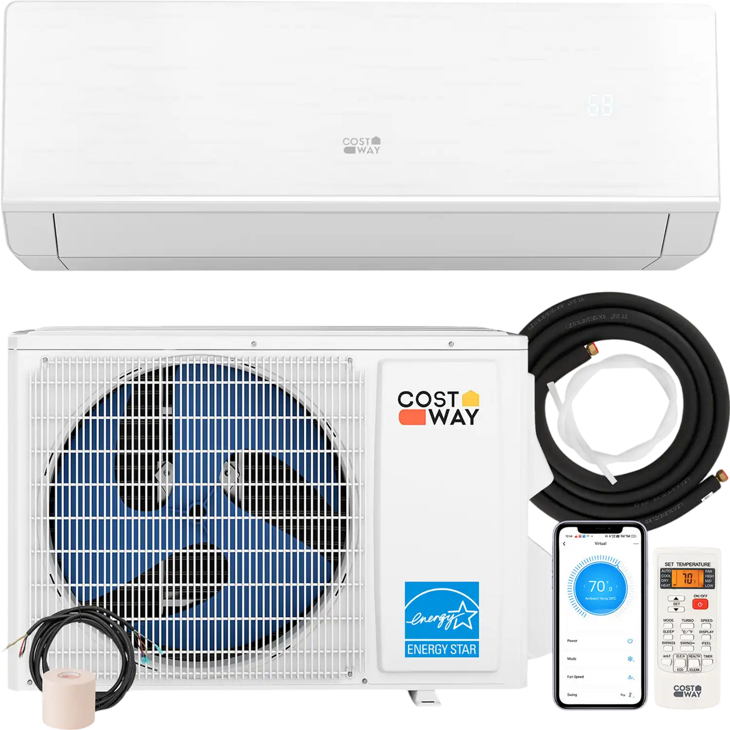 Costway 12,000 BTU 24 SEER2 Mini Split Heat Pump 208-230V 329645187 New