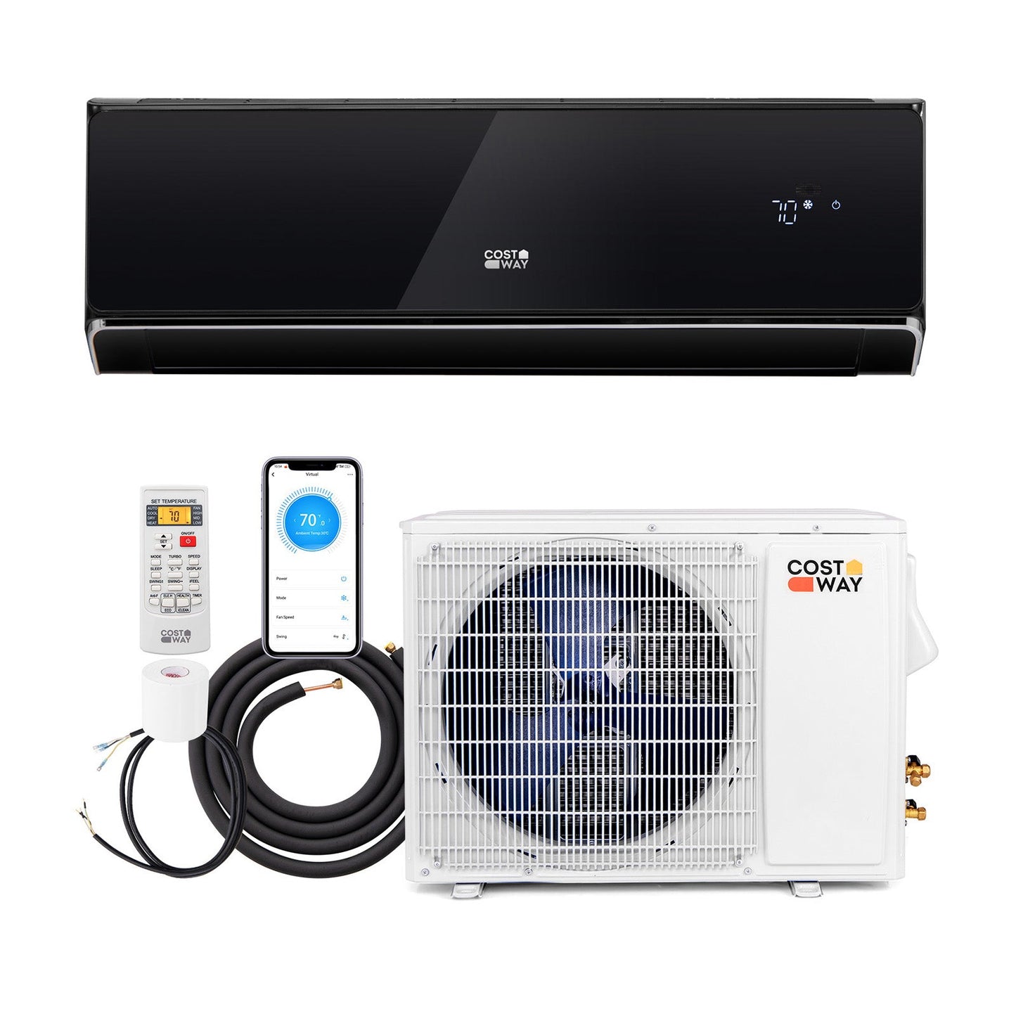 Costway Mini Split Air Conditioner & Heater 12000BTU Wifi Enabled 22 SEER2 New