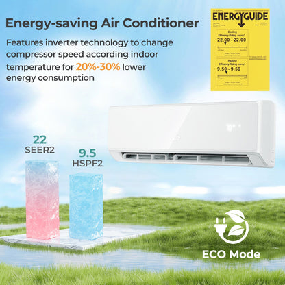 Costway Mini Split Air Conditioner & Heater 12000BTU Wifi Enabled 22 SEER2 New