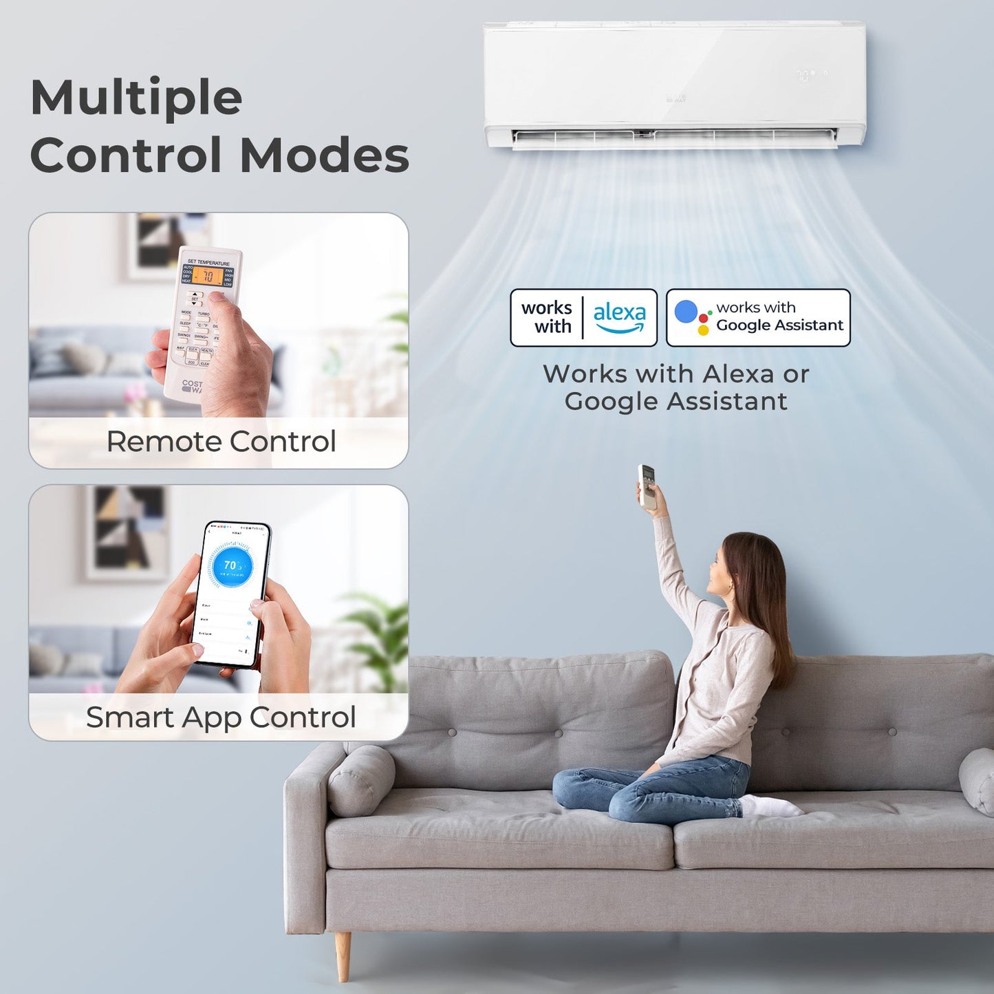 Costway Mini Split Air Conditioner & Heater 12000BTU Wifi Enabled 22 SEER2 New