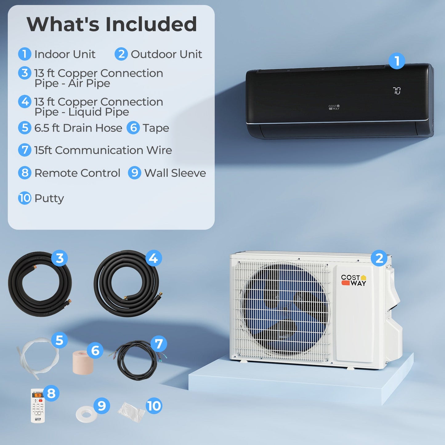 Costway 12000 BTU 22 SEER2 115V WiFi Mini Split AC Alexa Gray 613845972 New