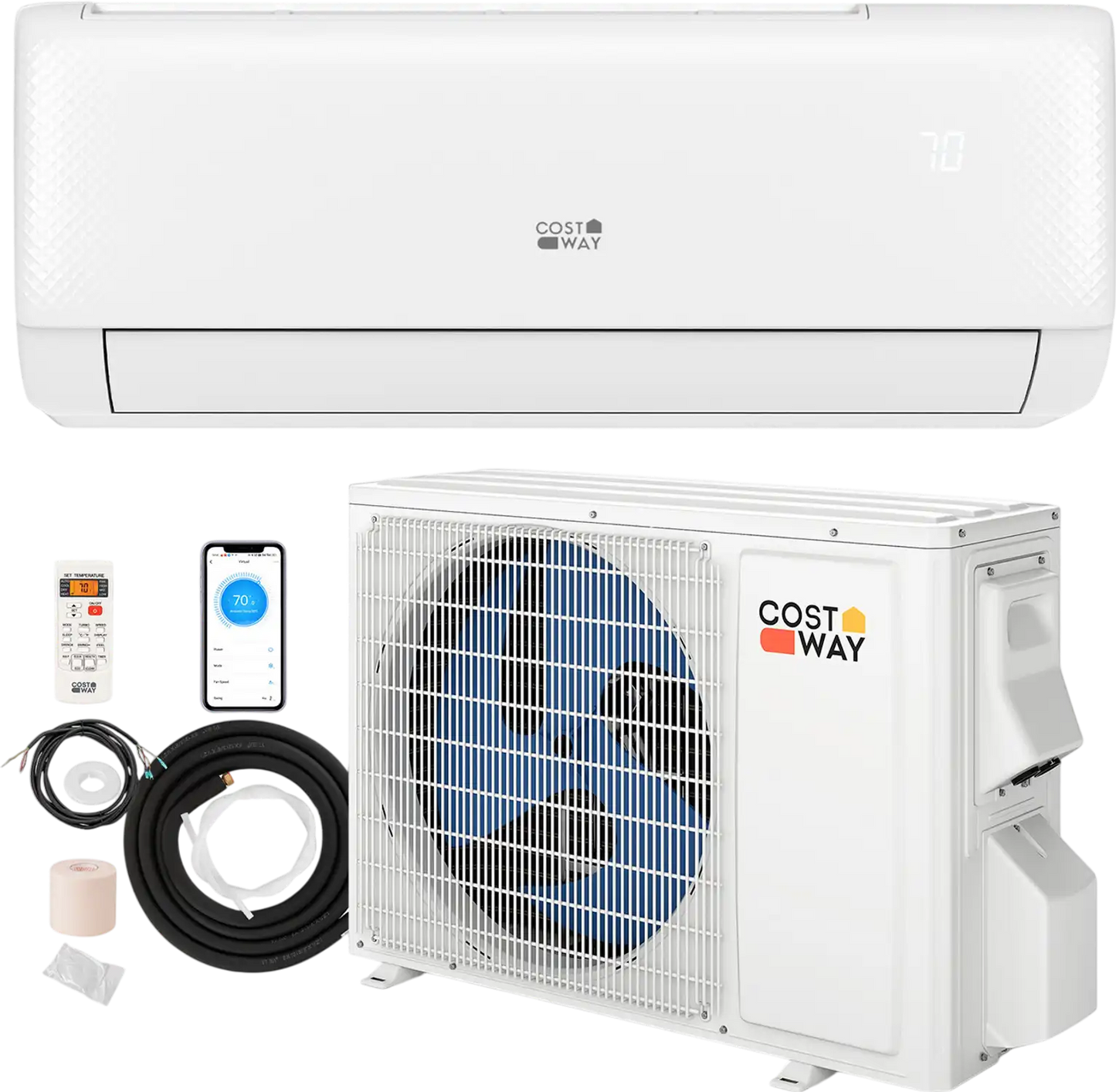 Costway 12000 BTU 115V 22 SEER2 WiFi Mini Split Heat Pump 796124538 New