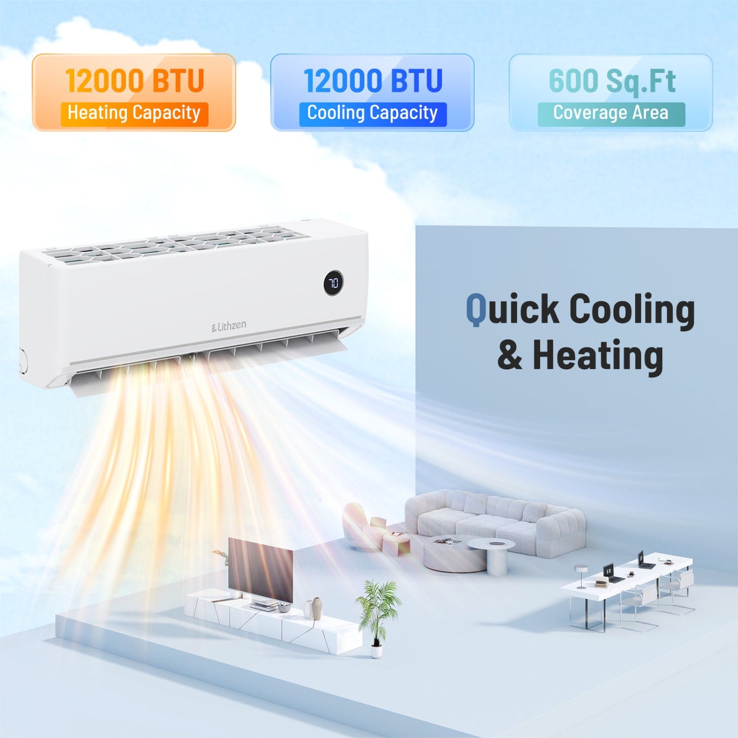 Costway 18000 BTU 18.1 SEER2 208/230V Mini Split Air Conditioner Alexa 86238469 New