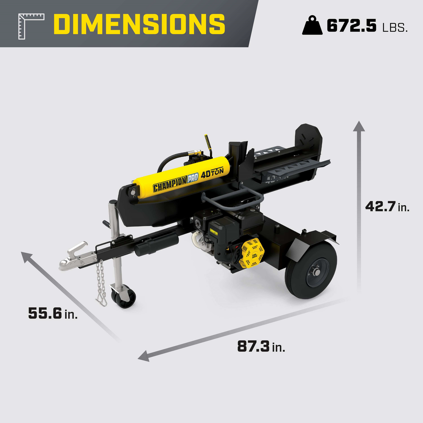 Champion 201091 Pro 40-Ton Log Splitter Horizontal/Vertical Full Beam Gas With Auto Return New