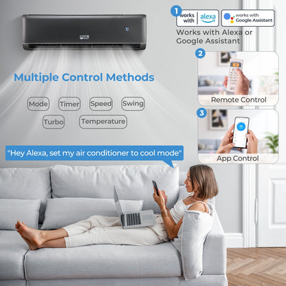 Costway Mini Split AC and Heater 24000 BTU 21 SEER2 Wi-Fi Enabled Energy Star Certified 32796185 New