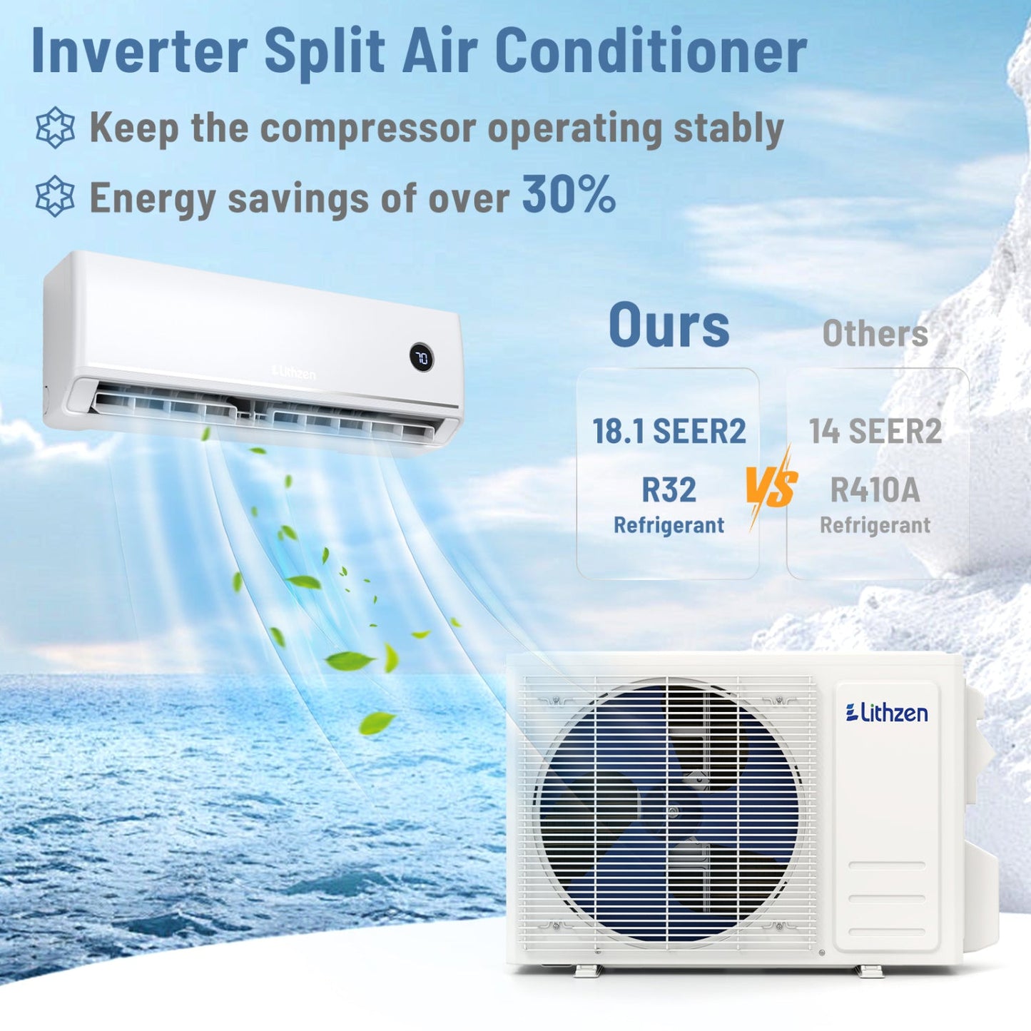 Costway 24000 BTU 18.1 SEER2 208/230V Mini Split Air Conditioner Alexa 30793763 New