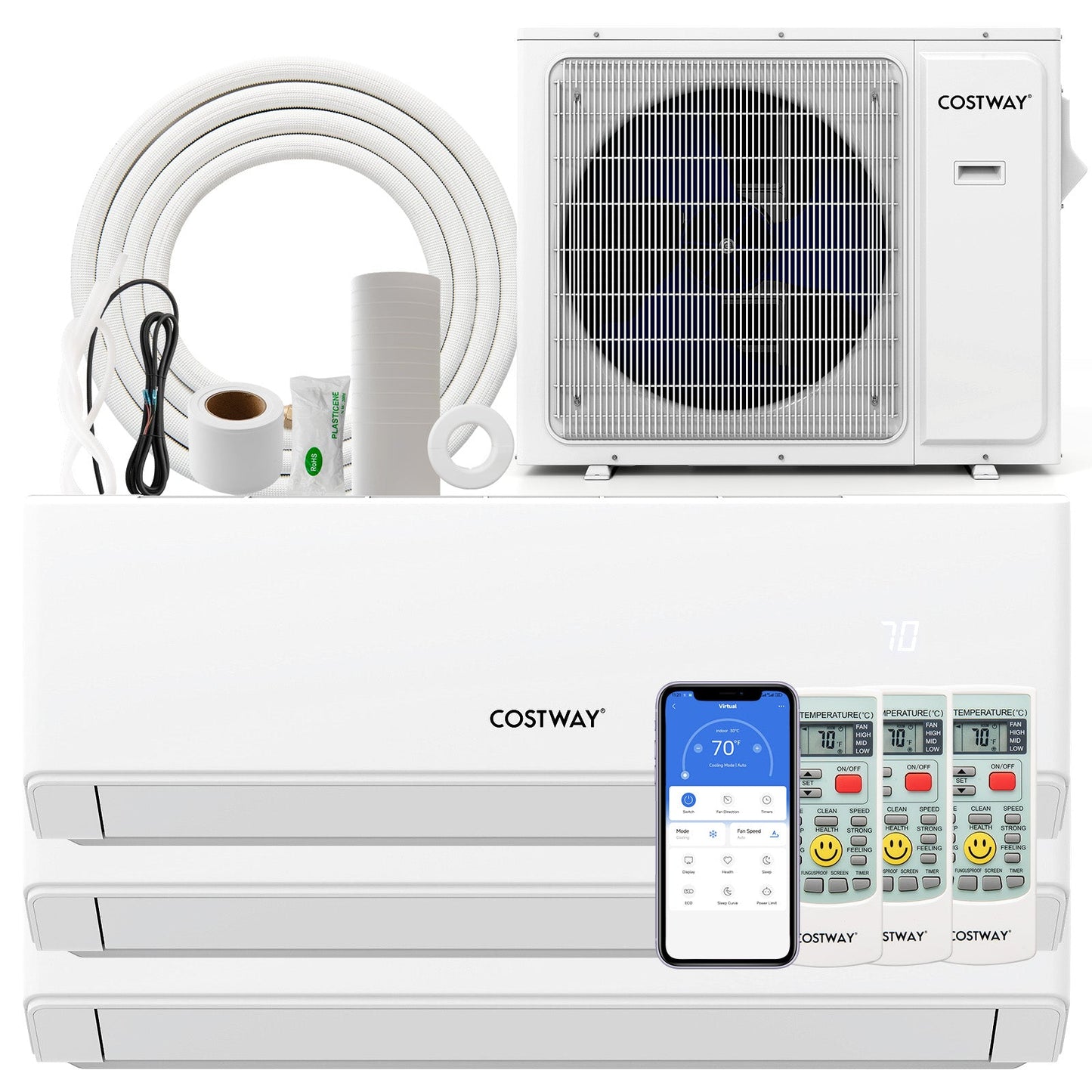 Costway UltrEco 36000 BTU 3 Zone 23 SEER2 Mini Split Air Conditioner Heat Pump WiFi 218739645 New
