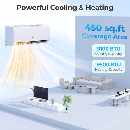Costway 9100 BTU 20.5 SEER2 WiFi Mini Split AC Alexa 115V 361748952 New