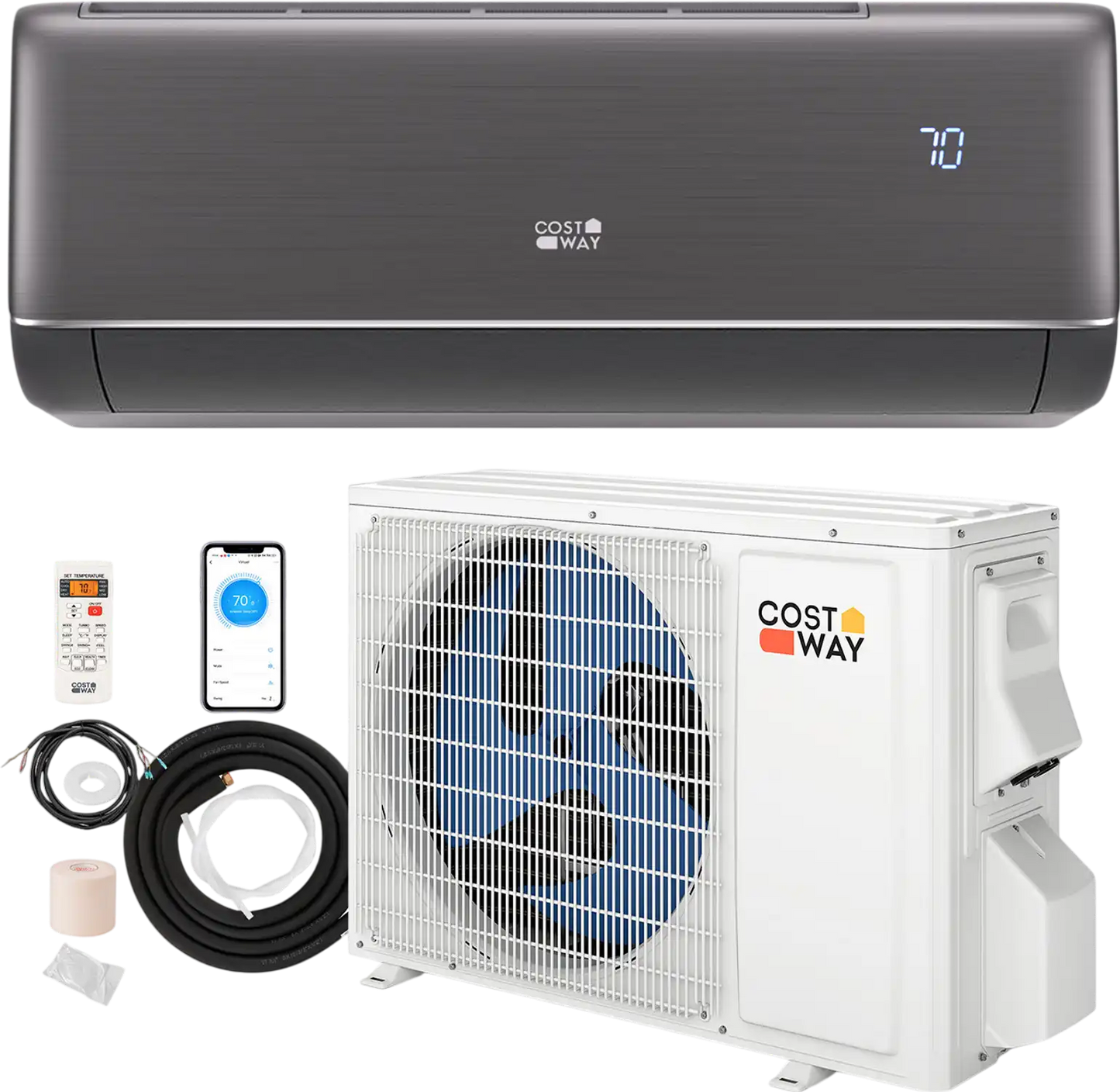 Costway 9100 BTU 20.5 SEER2 115V WiFi Mini Split AC Alexa Gray 976435128 New