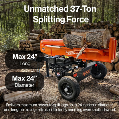 Super Handy GUT200 Log Splitter 37 Ton Full Beam Vertical/Horizontal 389cc Gas Towable New