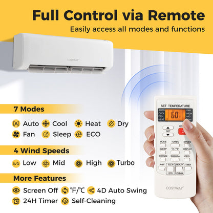 Costway Mini Split AC and Heater Airtural Series 24000 BTU 21 SEER2 Wi-Fi Enabled Energy Star Certified New