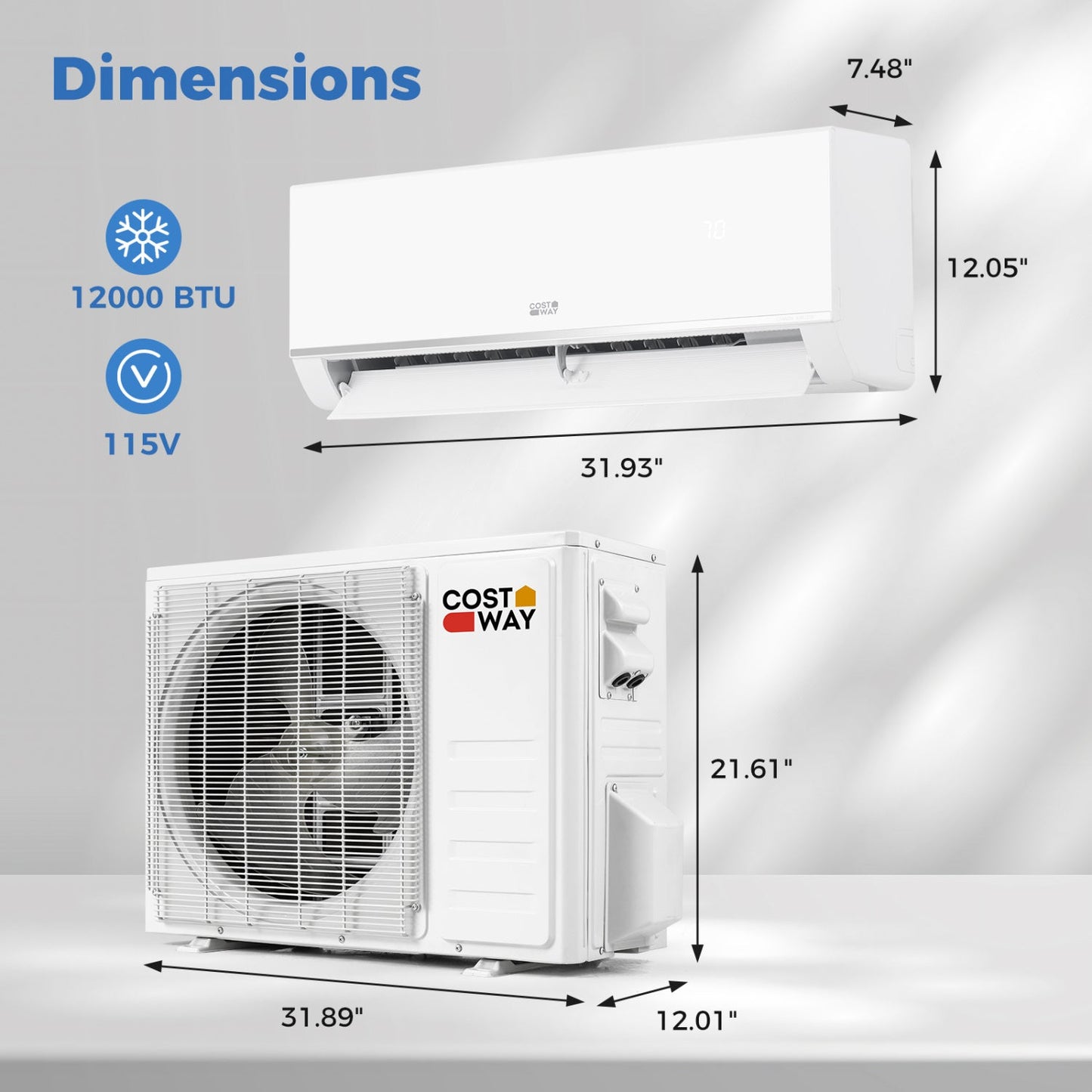 Costway 12,000 BTU 20 SEER2 115V WiFi Mini Split Air Conditioner Heater 27093860 New