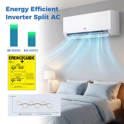 Costway 24000 BTU 20 SEER2 WiFi Mini Split Air Conditioner Heater 208-230V 26927522 New