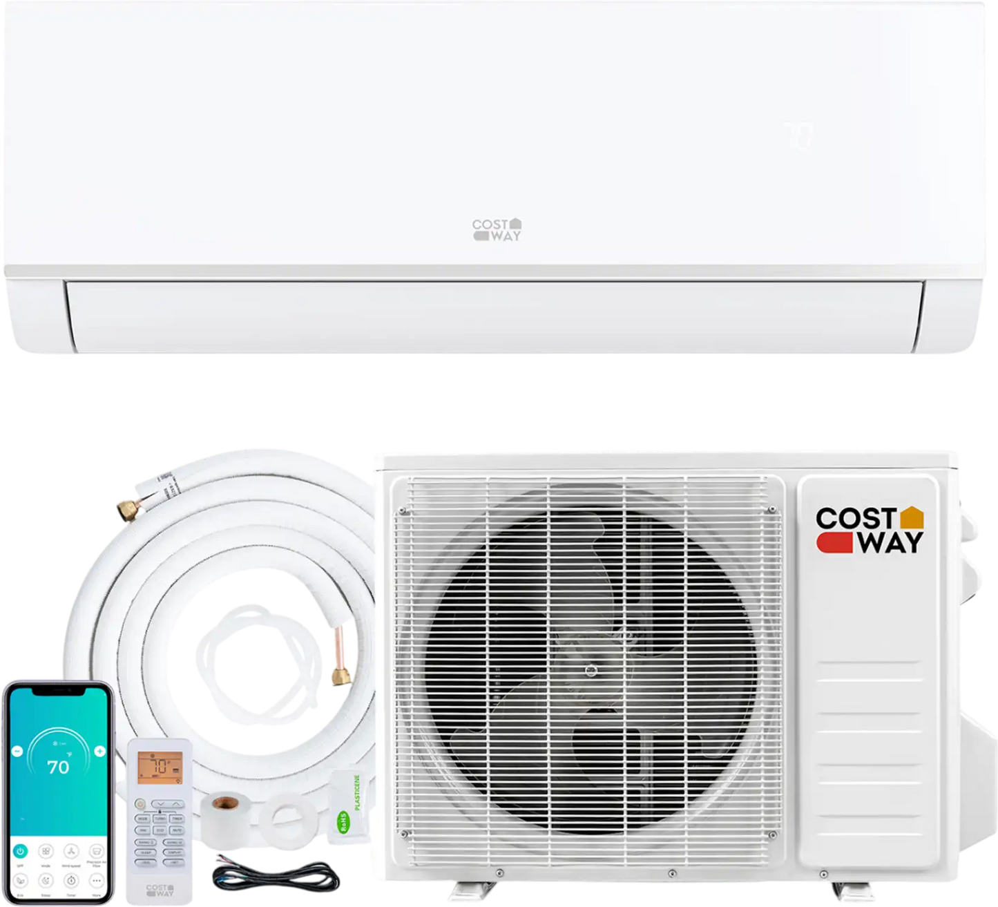 Costway 9000 BTU 20 SEER2 115V WiFi Mini Split Air Conditioner Heater 48050865 New
