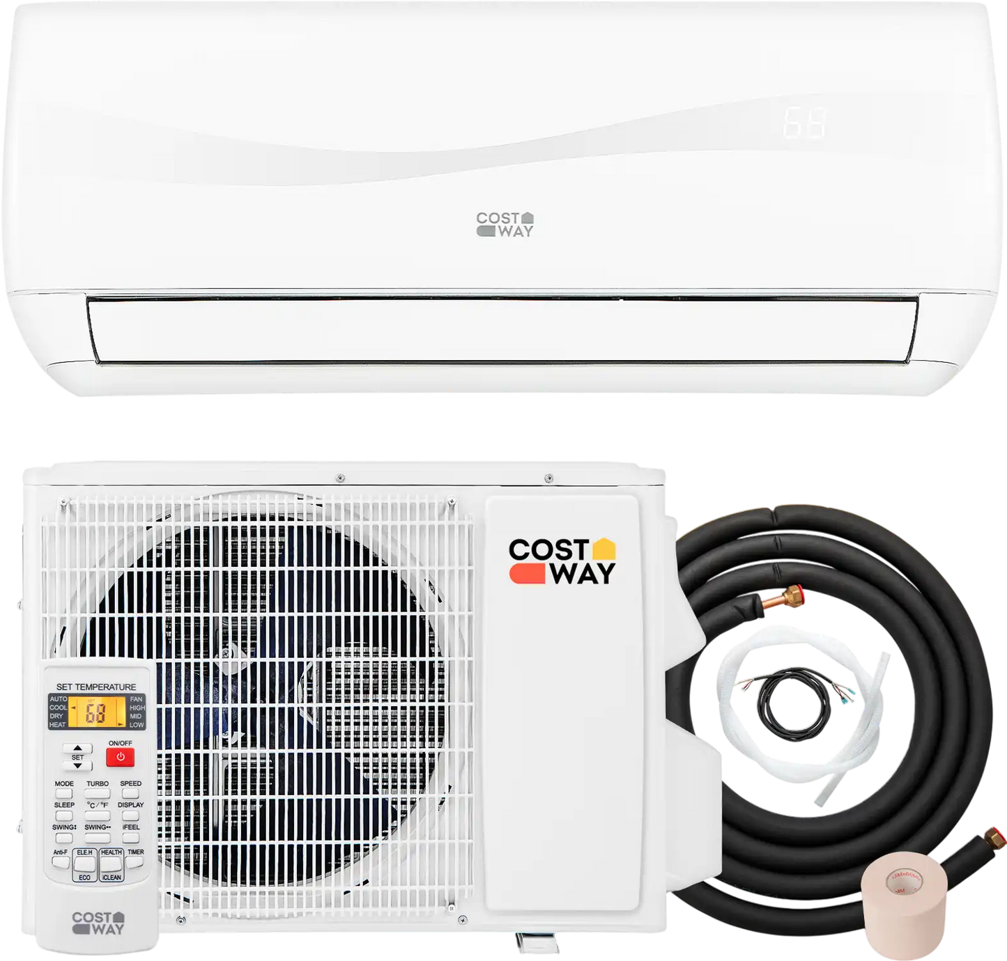 Costway Blast Series 9000 BTU 19 SEER2 115V Ductless Mini Split Air Conditioner Heater 692137548 New