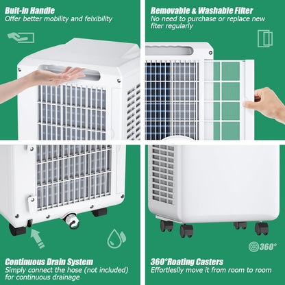 Costway Portable Air Conditioner 3-in-1 Dehumidifier Fan 9000 BTU 250 sq. ft. With Remote Control 06174932 New
