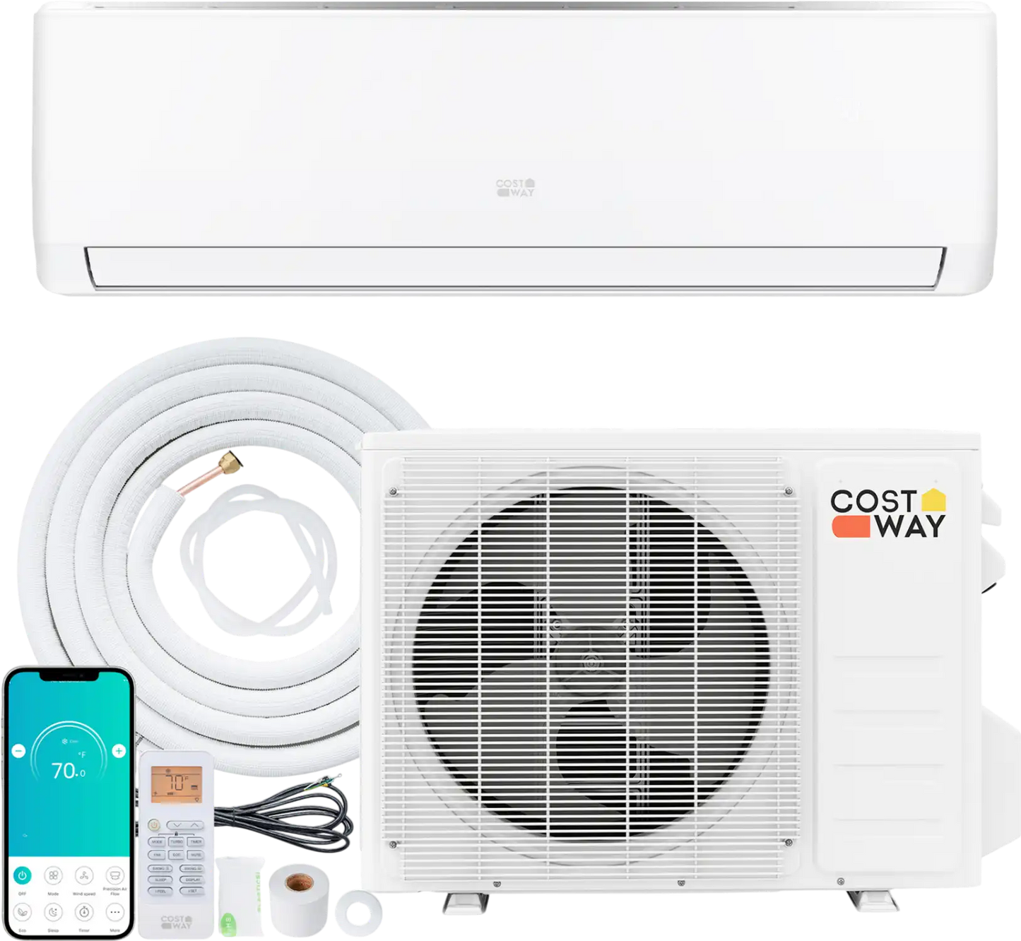 Costway EcoGuard 12000 BTU 20 SEER2 208-230V Mini Split Air Conditioner Heater 97644877 New