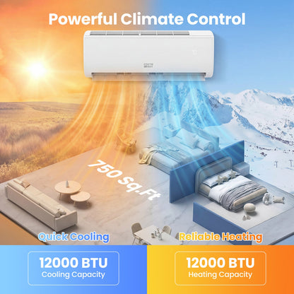 Costway EcoGuard 12000 BTU 20 SEER2 208-230V Mini Split Air Conditioner Heater 97644877 New