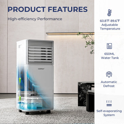 Costway Portable Air Conditioner 3-in-1 Dehumidifier Fan 10000 BTU 350 sq. ft. With Remote Control 76204893 New