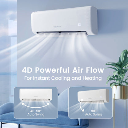 Costway Airtural Series Mini Split Air Conditioner Heater Ductless 12000 BTU 21 SEER2 208-230V Remote Control 58193724 New