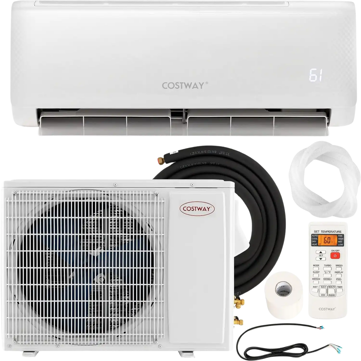 Costway Airtural Series Mini Split Air Conditioner Heater Ductless 12000 BTU 21 SEER2 208-230V Remote Control 58193724 New
