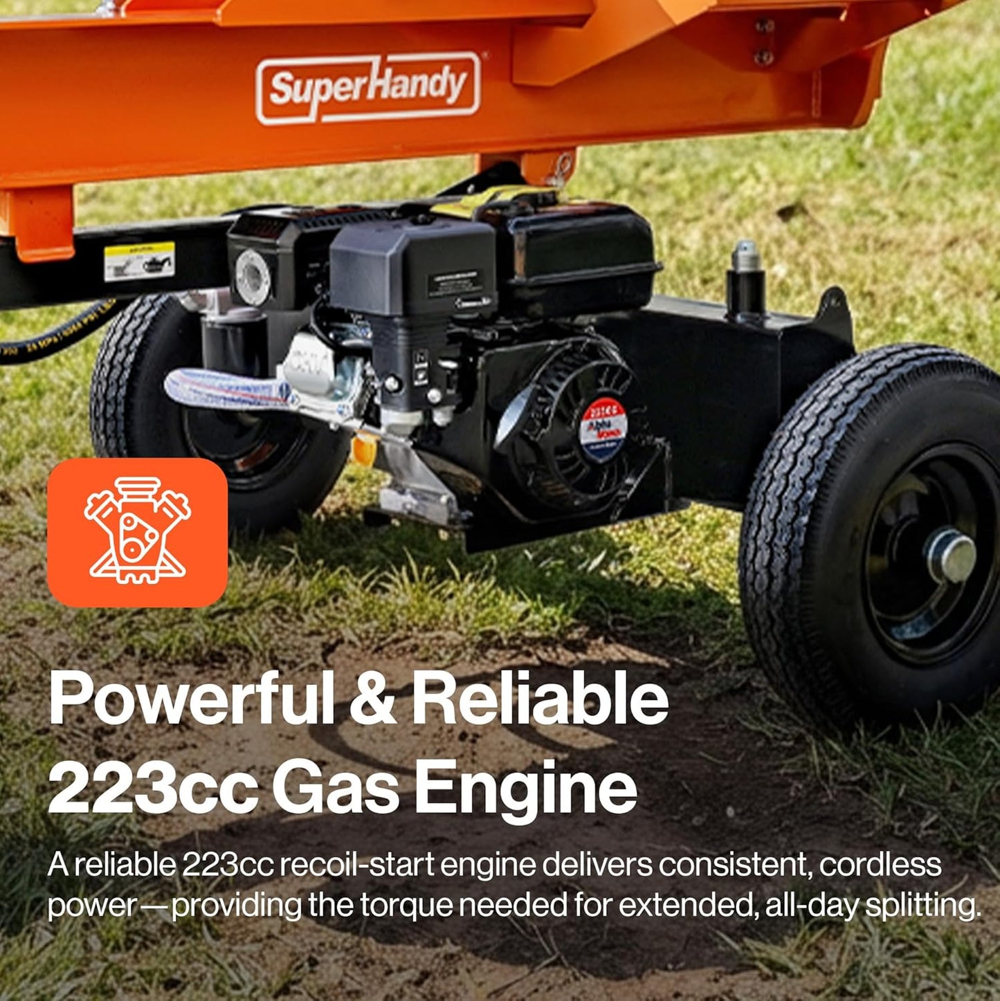 Super Handy GUT199 Log Splitter 27 Ton Full Beam Vertical/Horizontal 223cc Gas Towable New