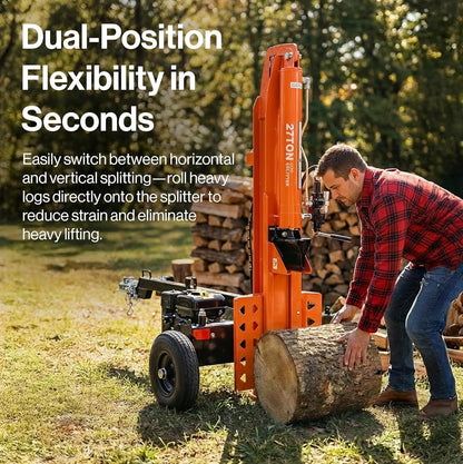 Super Handy GUT199 Log Splitter 27 Ton Full Beam Vertical/Horizontal 223cc Gas Towable New