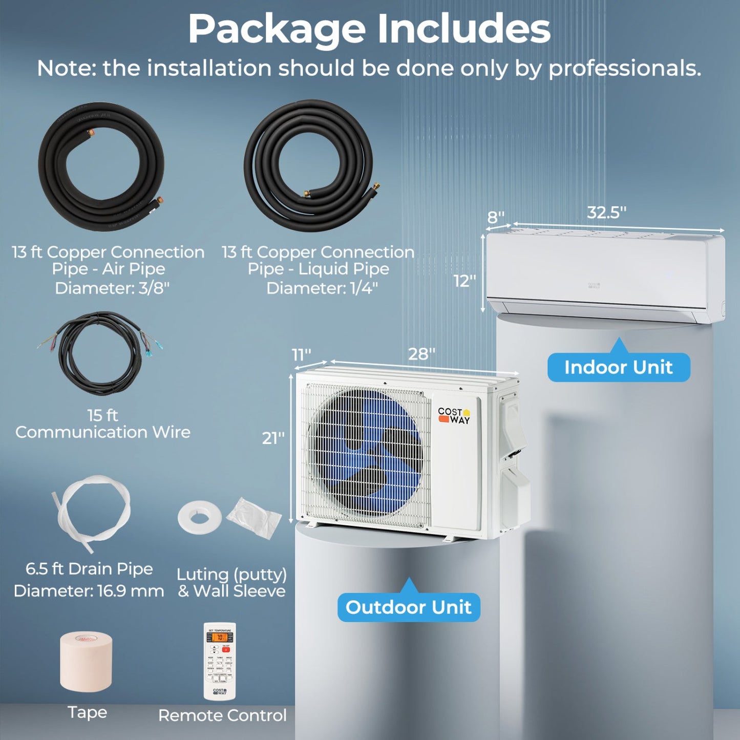 Costway SEERXtreme 12,000 BTU 24 SEER2 208-230V Mini Split AC w/ Bracket 36361931 New