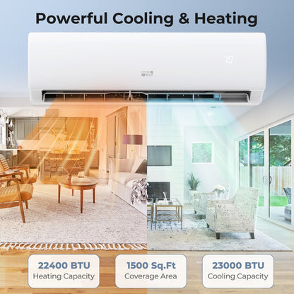 Costway EchoCool 23000 BTU Mini Split Air Conditioner Heat Pump 208/230V 76651384 New