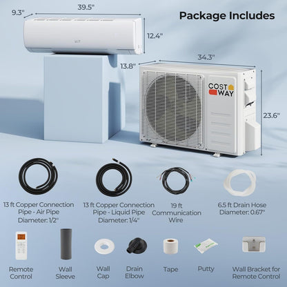 Costway EchoCool 23000 BTU Mini Split Air Conditioner Heat Pump 208/230V 76651384 New