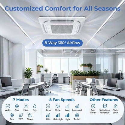 Costway X-Pro 27,000 BTU 2 Zone 24 SEER2 Ceiling Cassette Mini Split AC 14949931 New
