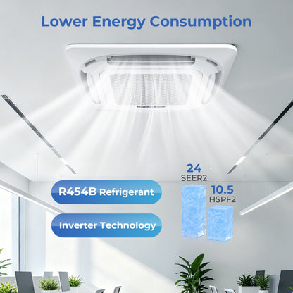 Costway X-Pro 27,000 BTU 3 Zone 24 SEER2 Ceiling Cassette Mini Split AC 26327312 New