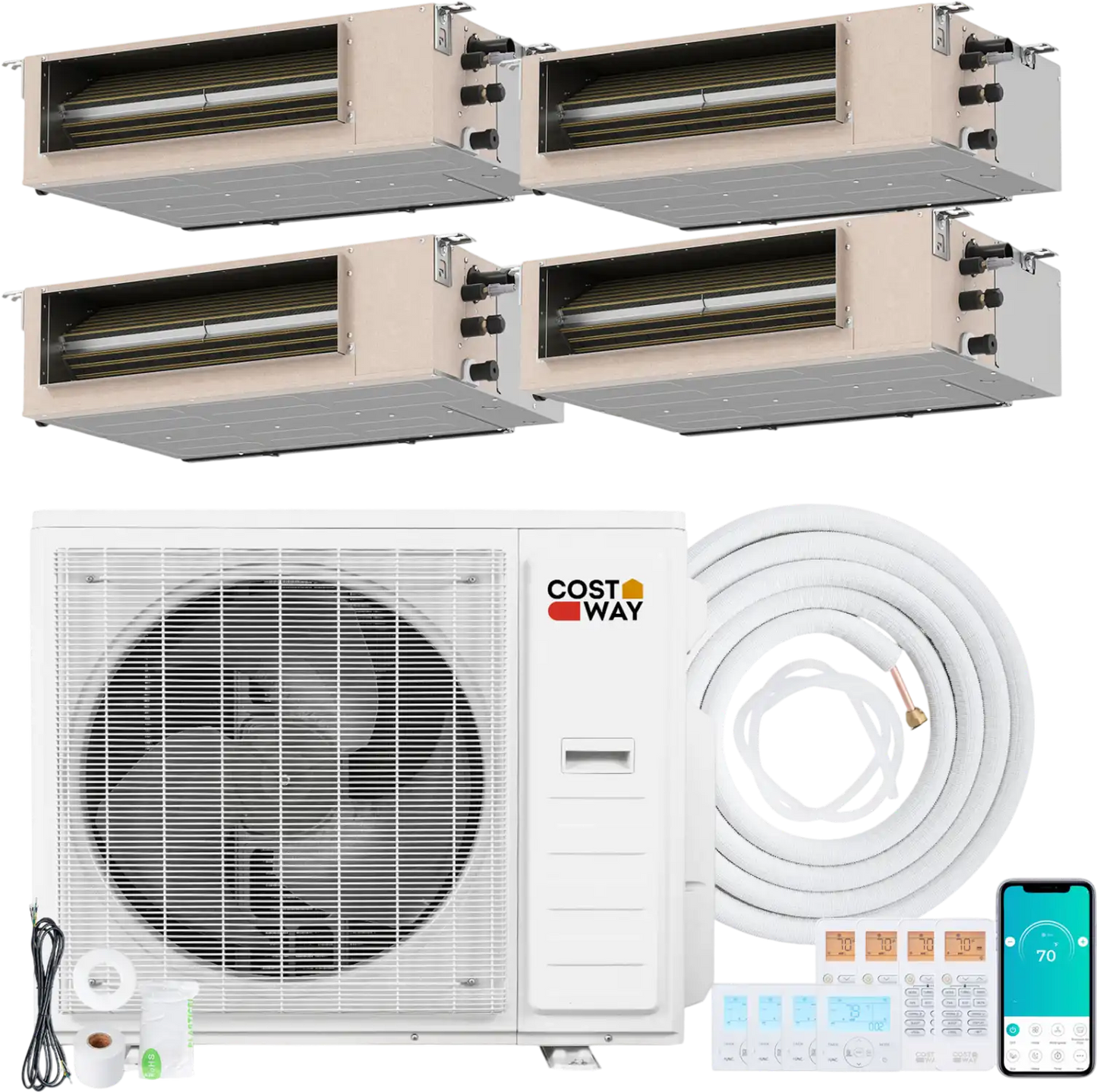 Costway X-Pro 35,000 BTU 4 Zone 22.5 SEER2 Concealed Ducted Mini Split AC 89697233 New