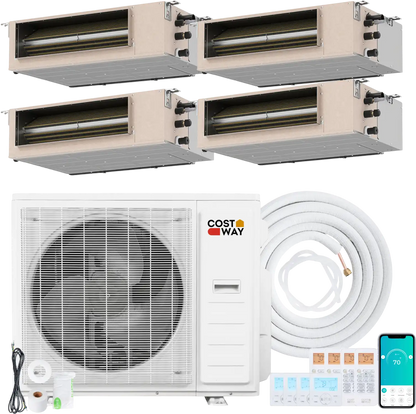 Costway X-Pro 35,000 BTU 4 Zone 22.5 SEER2 Concealed Ducted Mini Split AC 89697233 New
