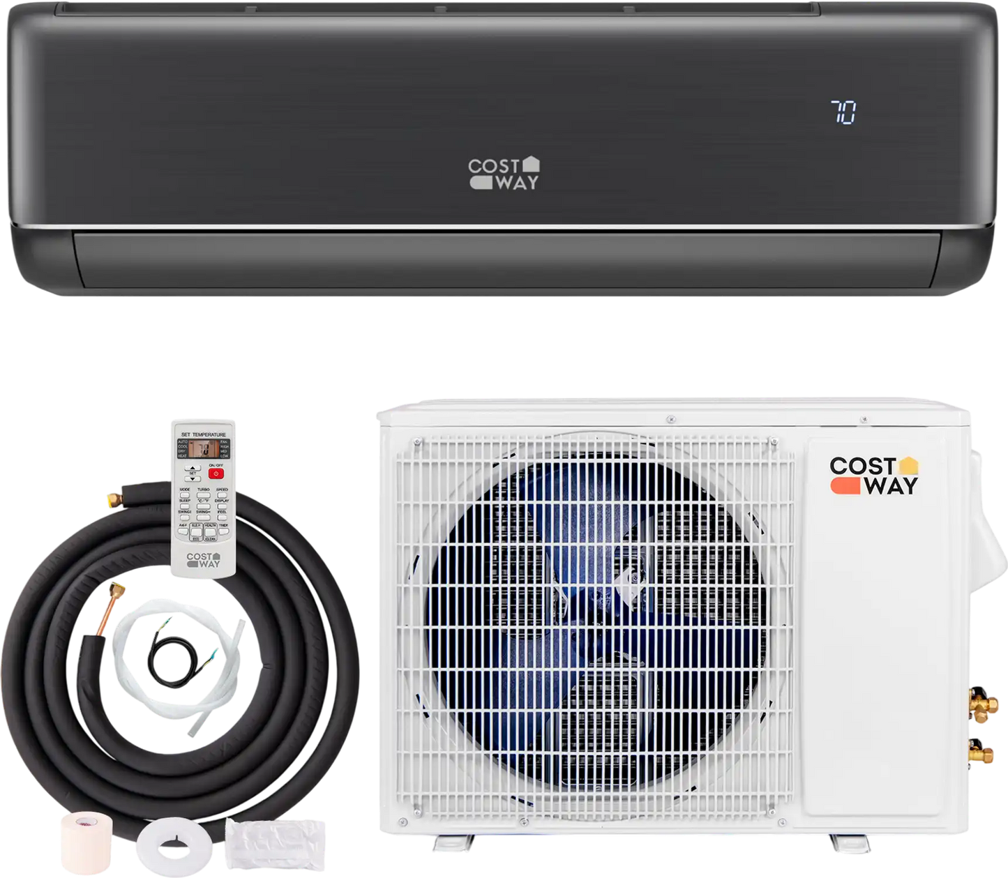 Costway 12000 BTU 21 SEER2 Mini Split Air Conditioner Heater Gray 57468913 New