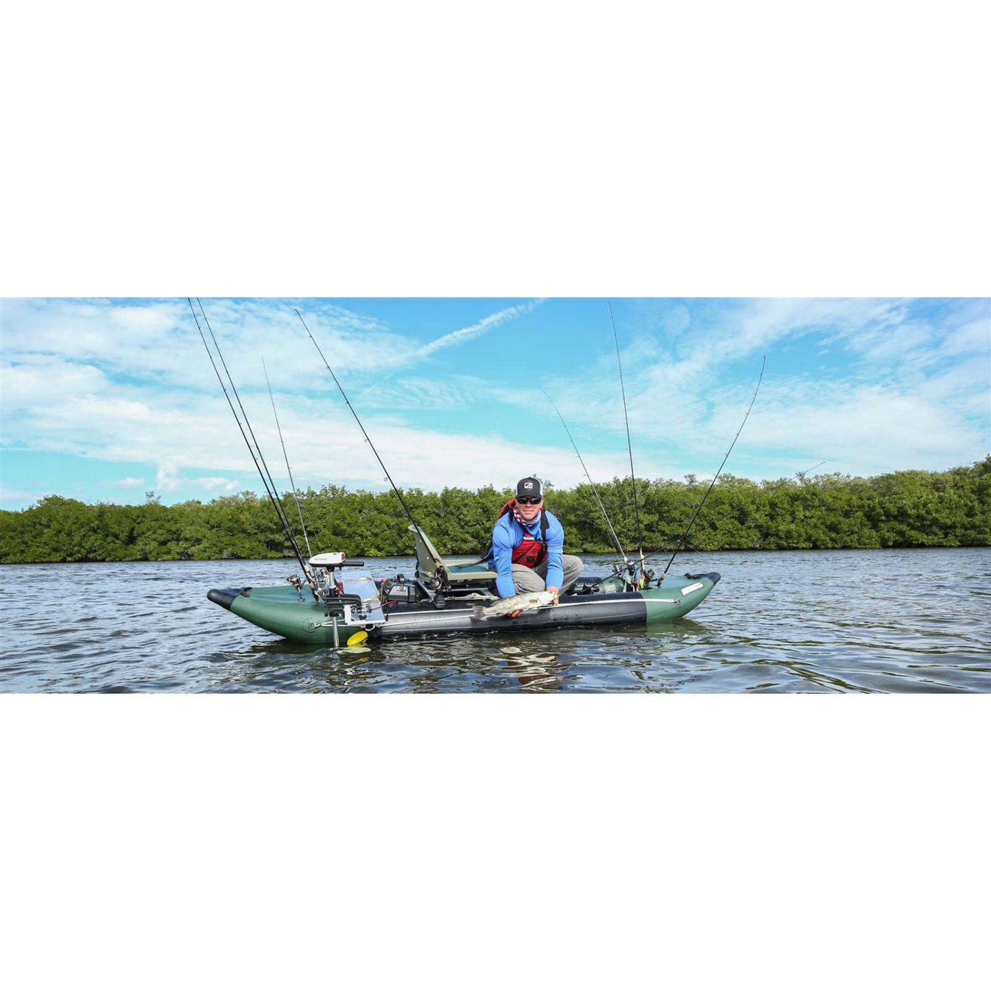 Sea Eagle Explorer 350FX Inflatable Kayak Swivel Seat Fishing Rig Package