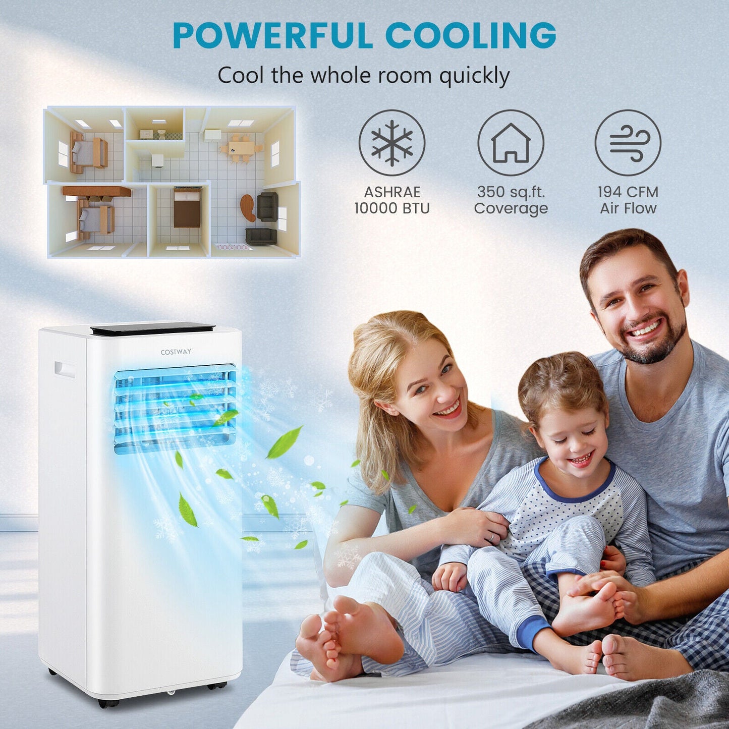 Costway Portable Air Conditioner 10000 BTU with Remote Control New