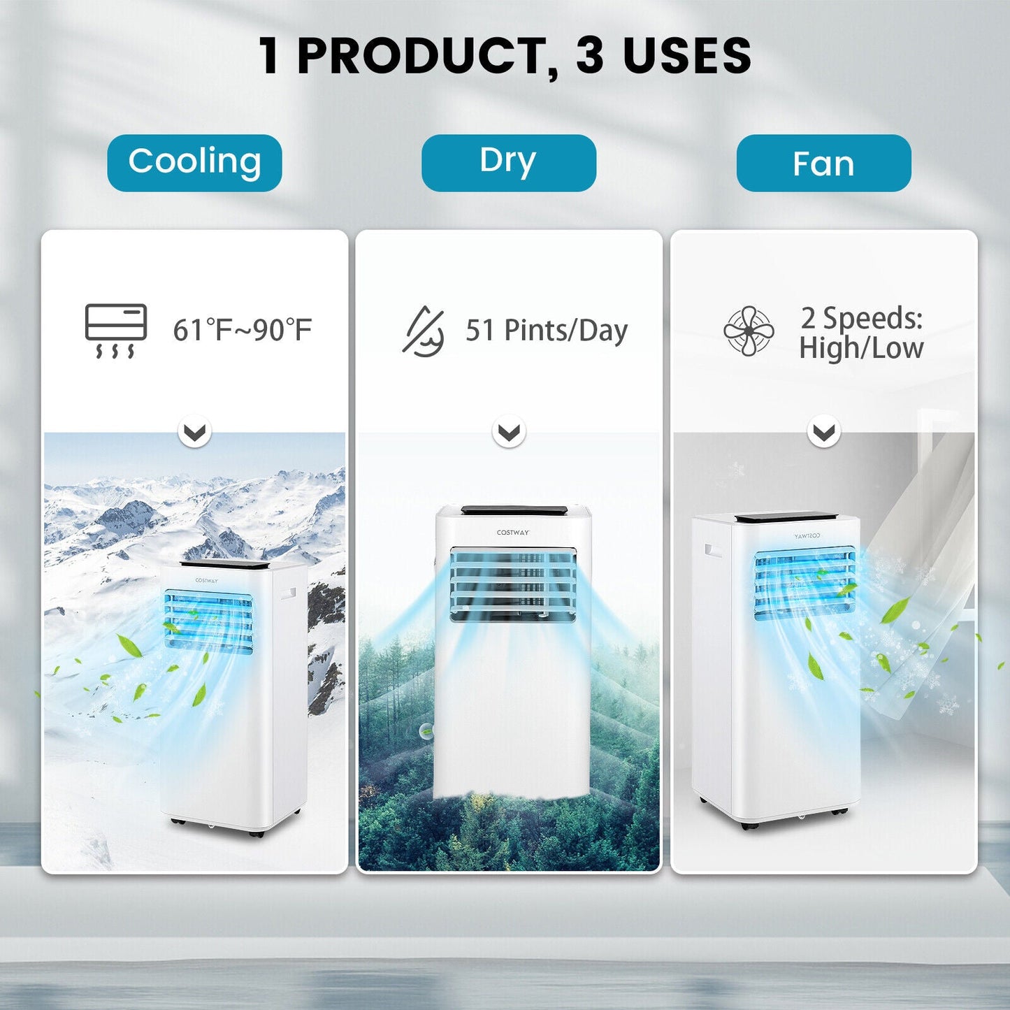 Costway Portable Air Conditioner 10000 BTU with Remote Control New