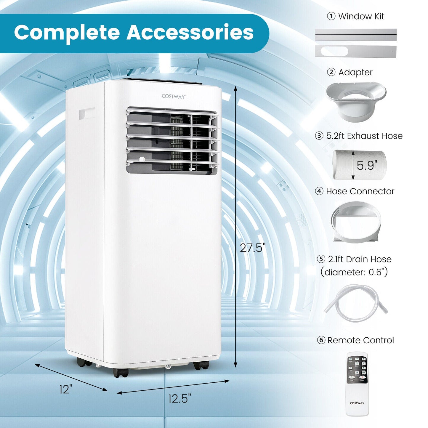 Costway Portable Air Conditioner 10000 BTU with Remote Control New