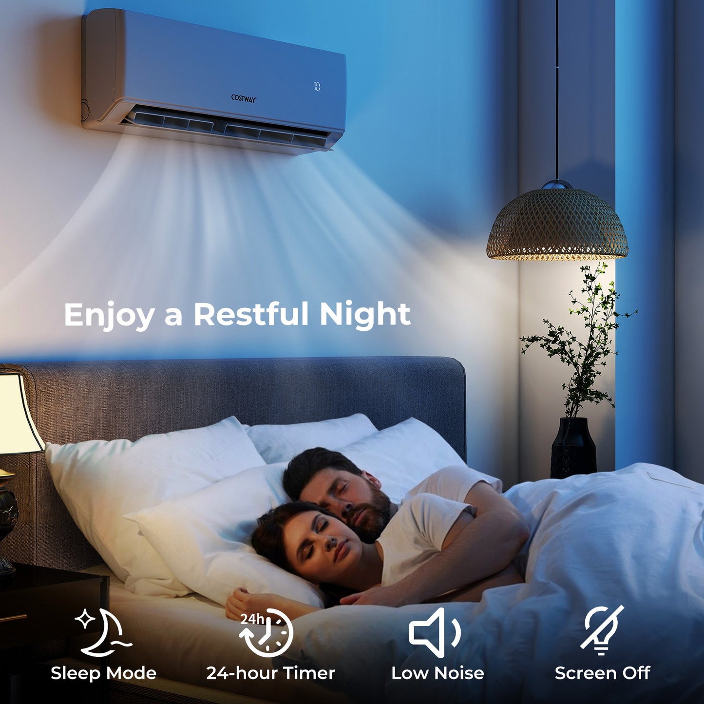 Costway UltrEco 18,000 BTU 2 Zone 22 SEER2 Mini Split Air Conditioner Heat Pump WiFi 594372816 New